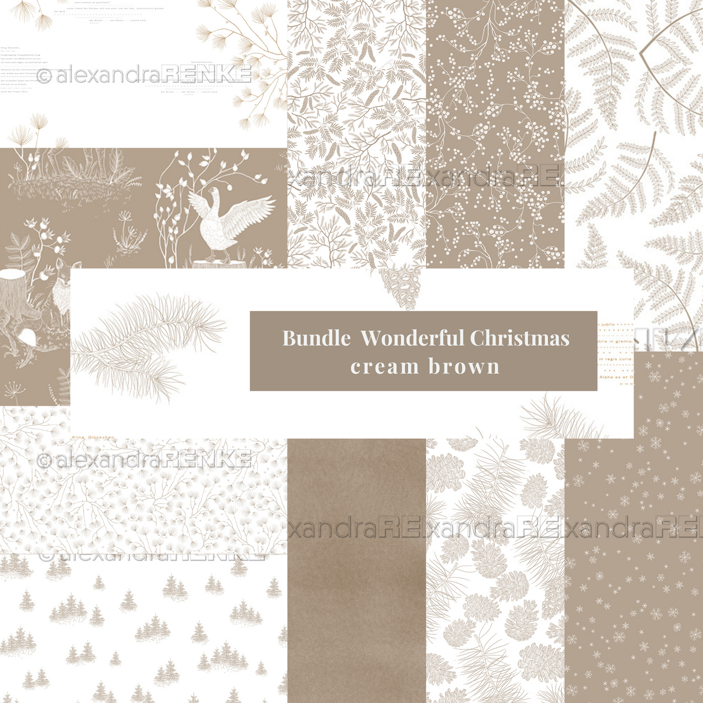 Bundle  "Wonderful Christmas cream brown"- A.RENKE