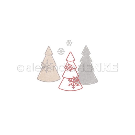 Set Fustelle 'Outline Tannen mit Schneeflocken'