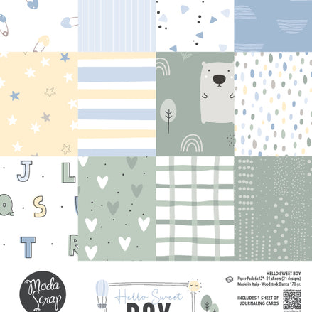 PAPER PACK "HELLO SWEET BOY 6X12"- HSBPP6 - MODASCRAP