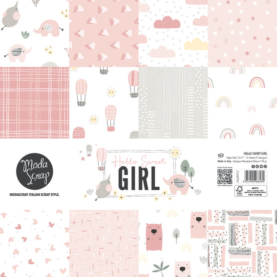 PAPER PACK "HELLO SWEET GIRL"  12X12"- HSGPP12 - MODASCRAP