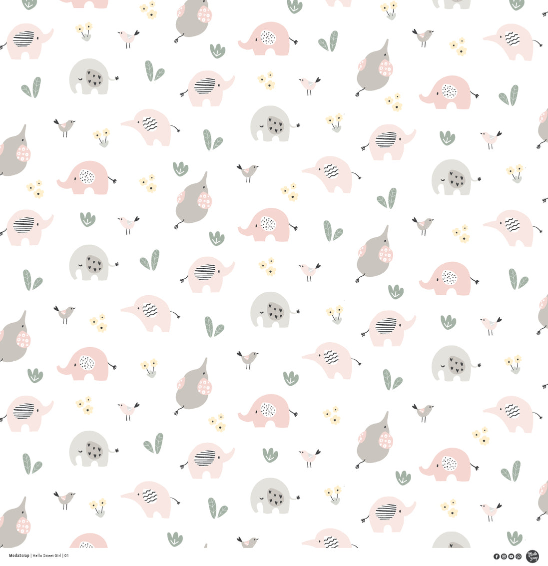 PAPER PACK "HELLO SWEET GIRL"  12X12"- HSGPP12 - MODASCRAP