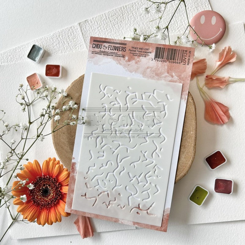 Stencil - FOND CRAQUELE - LOV124 - CHOU & FLOWERS
