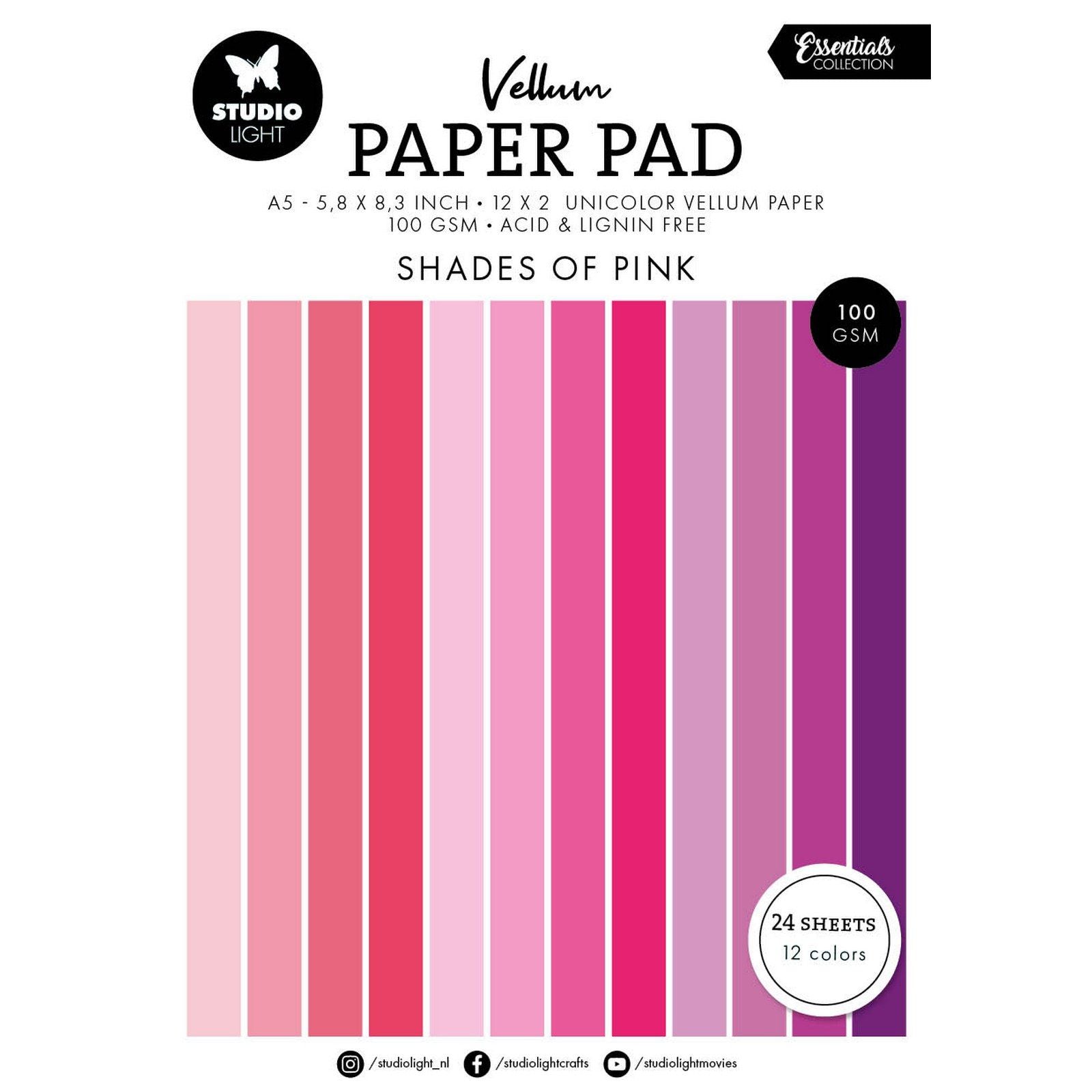 SL-ES-VPP192 Essentials VELLUM Paper Pad - Shades of Pink A5 - Studio Light