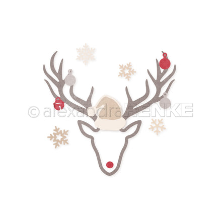 Set Fustelle 'Deer head with santa claus hat '- D-AR-ti0051- A.RENKE
