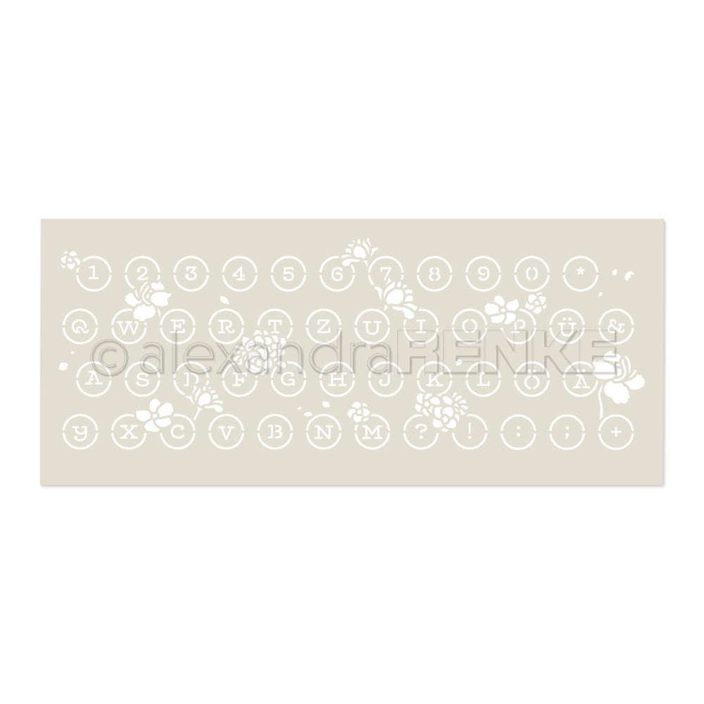 Stencil 'Florale Schreibmaschine Tastatur'