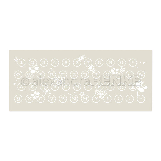 Stencil 'Florale Schreibmaschine Tastatur'